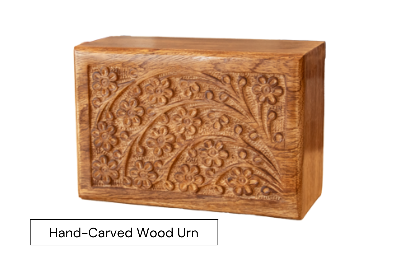 Hand-Carved Wood Urn